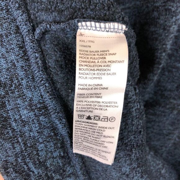 Eddie Bauer Blue Radiator Fleece Mock Snap Sweater Men's Size XXL - Picture 3 of 4